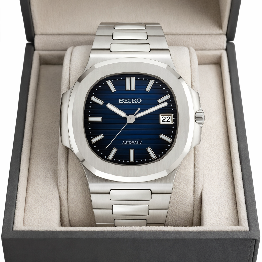 Seiko Mod Nautilus bleue