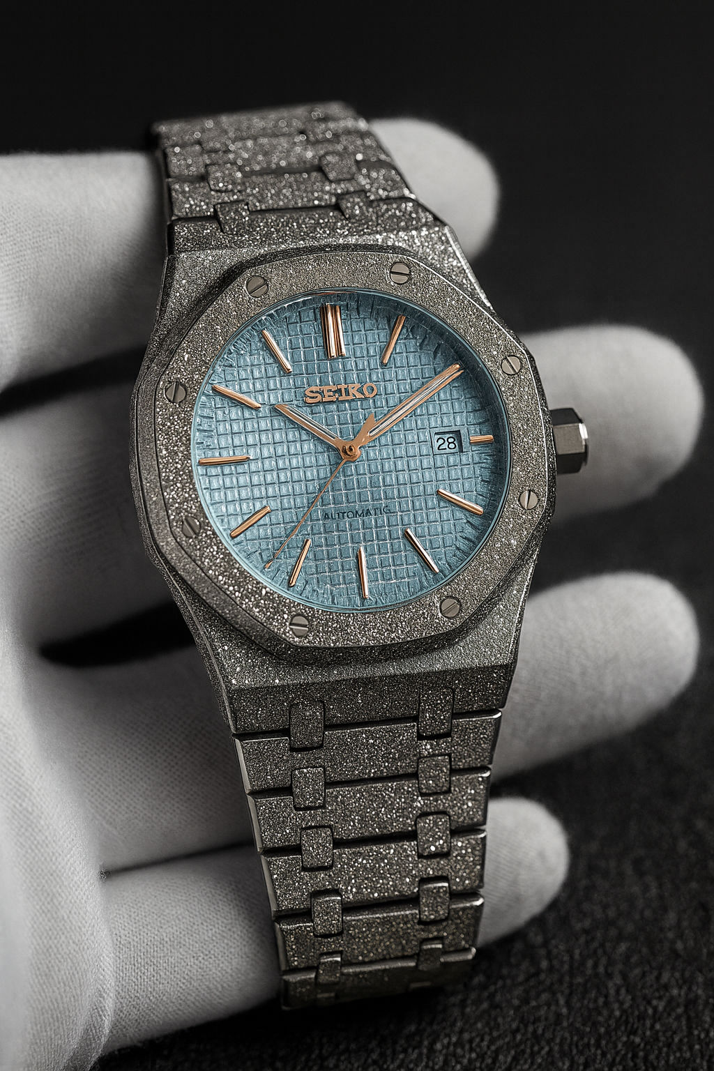 seiko royal oak frosted automatique bracelet brillant 