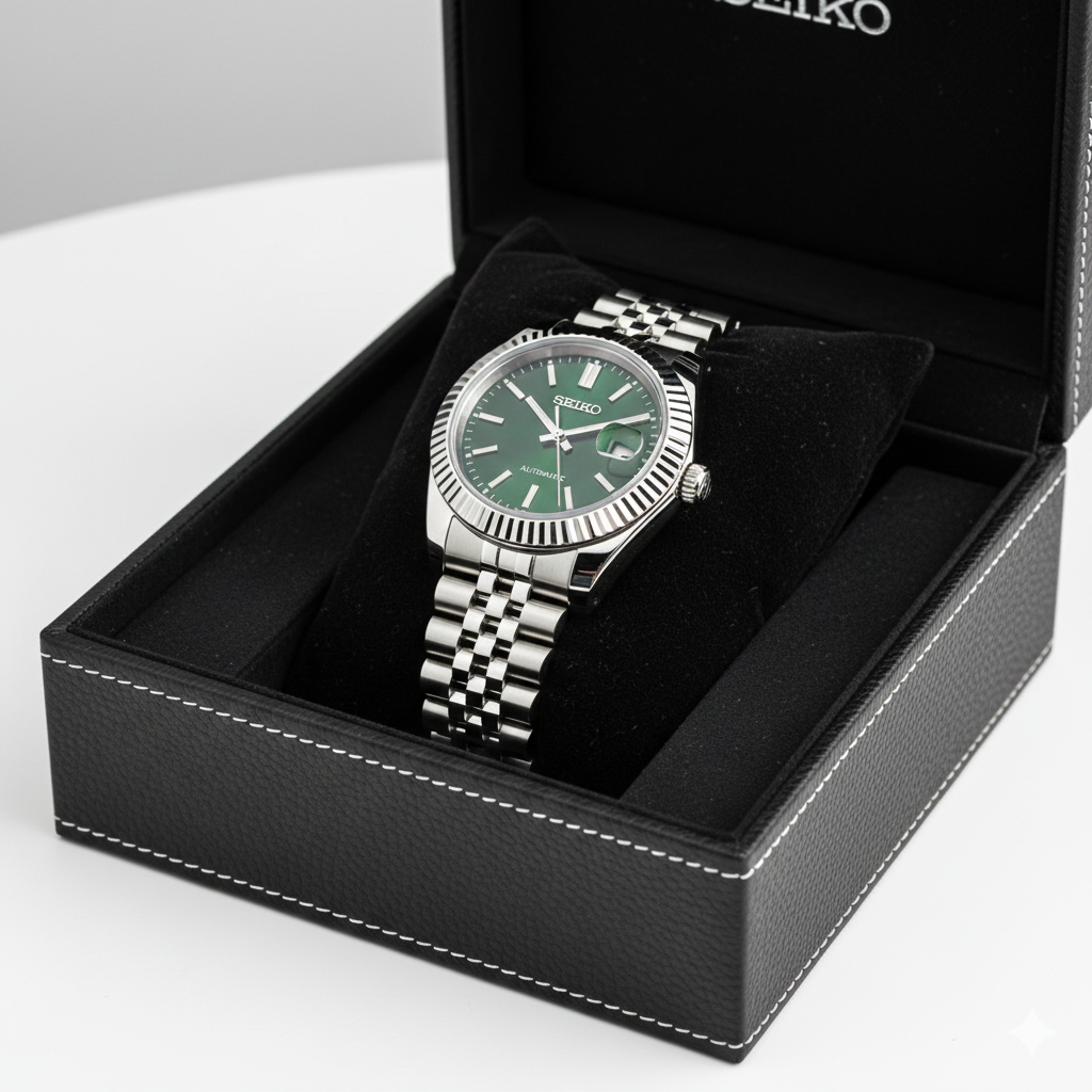 montre seiko cadran vert datejust bracelet jubilee mouvement automatique 