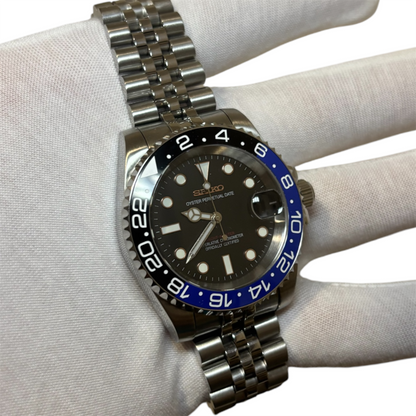 seiko mod gmt bleu automatique