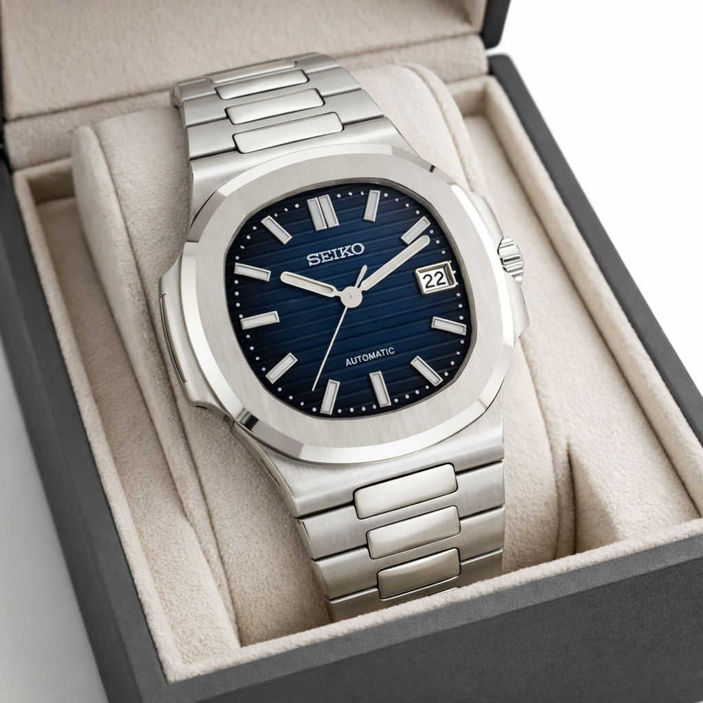 Seiko Mod Nautilus bleue