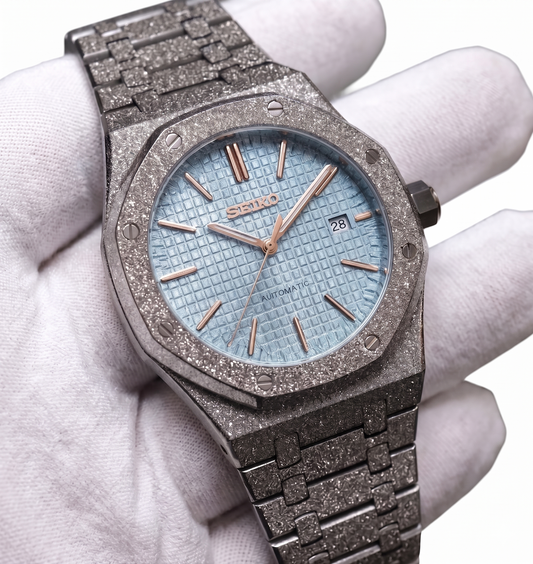Seiko Mod Royal Oak Frosted Bleu