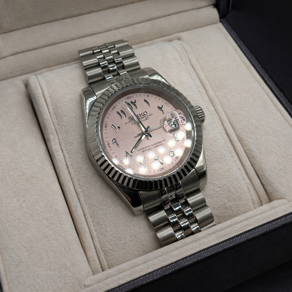 seiko mod datejust arabic dial rose 40mm 