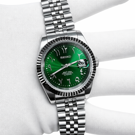 Seiko Mod arabic dial verte mouvement automatique bracelet jubilee seiko 