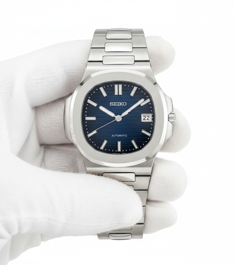 Seiko Mod Nautilus bleue