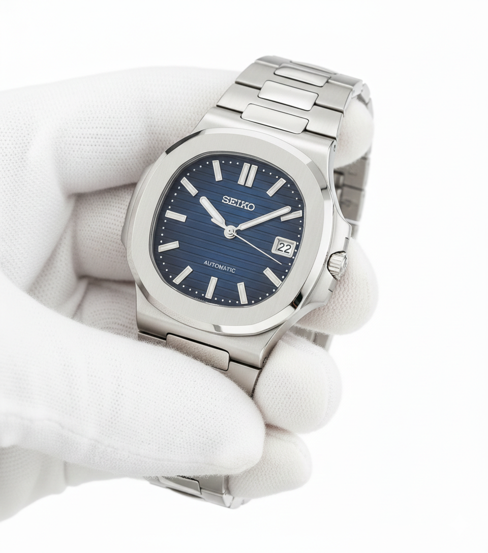 Seiko Mod Nautilus bleue