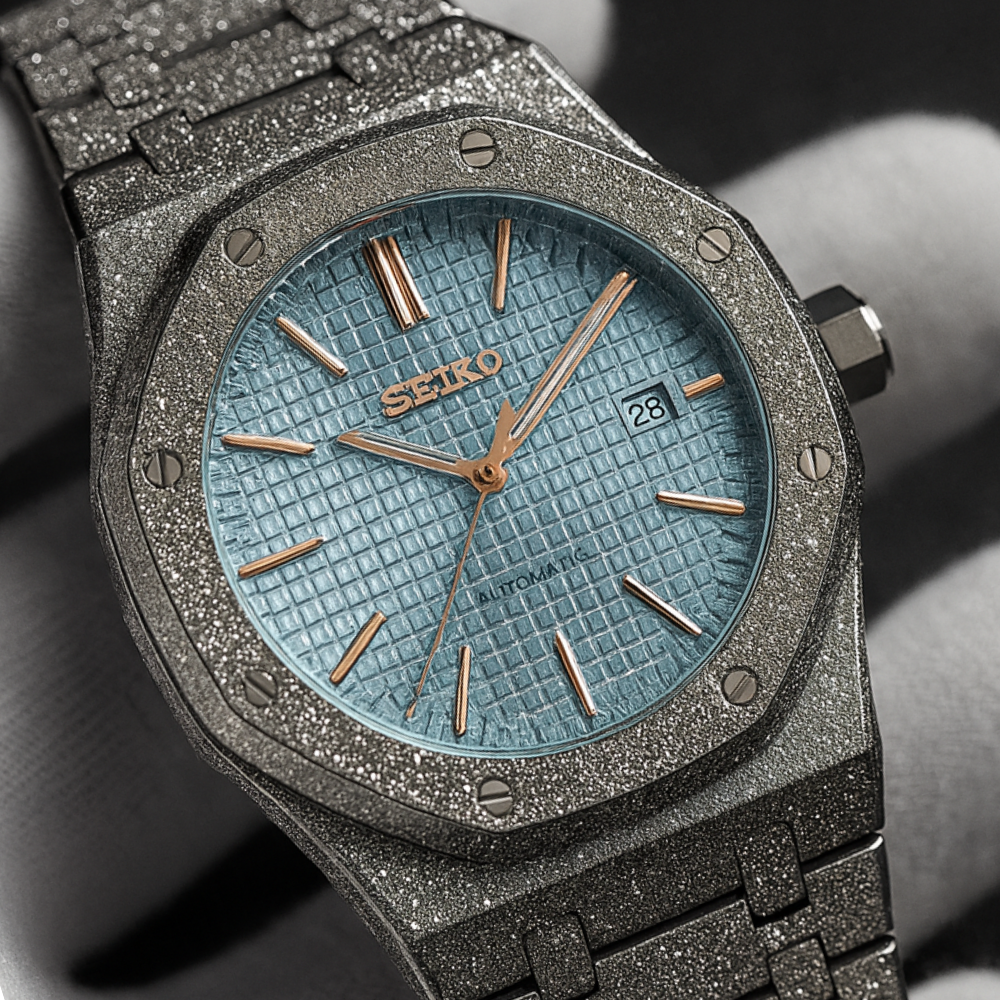 seiko royal oak frosted bleu automatique
