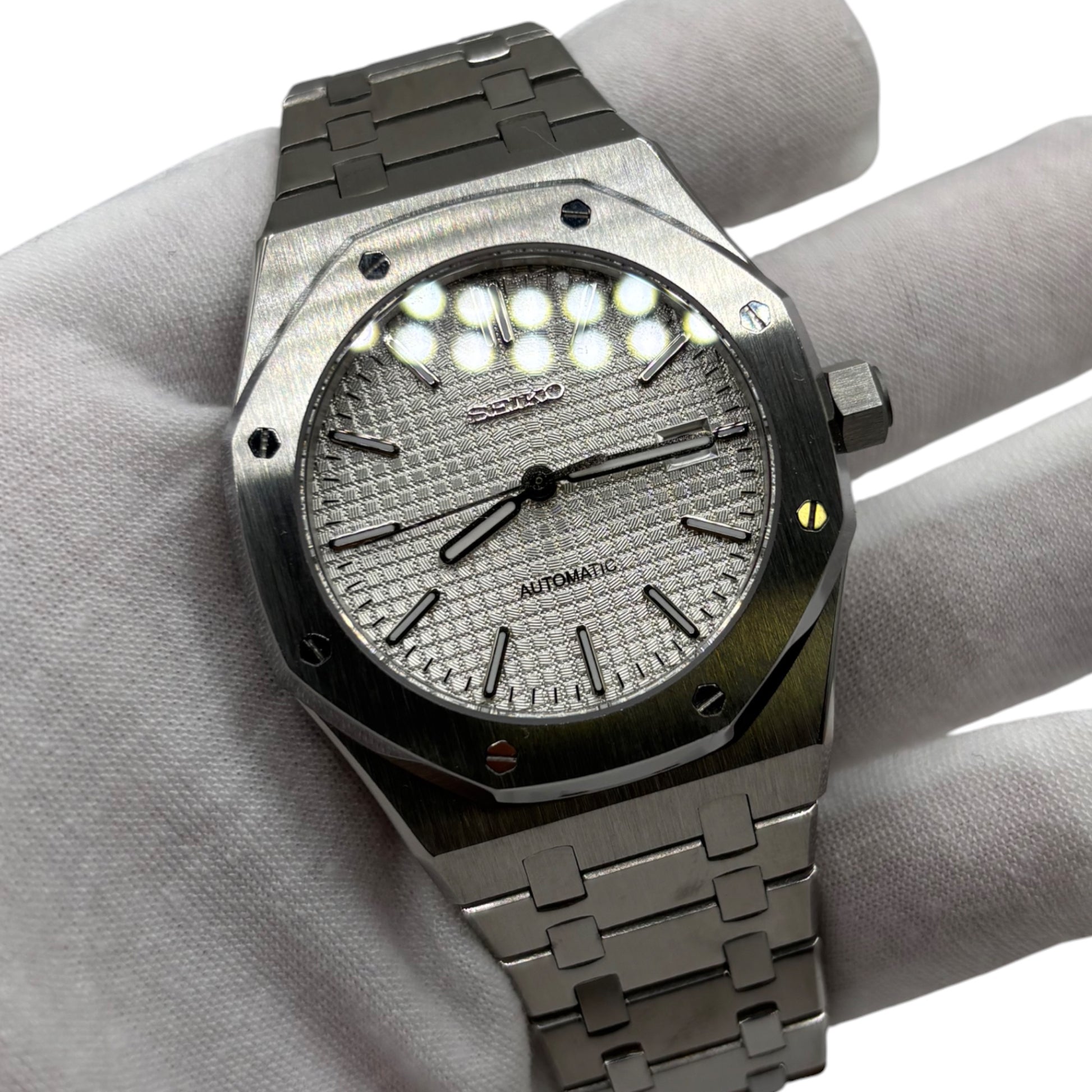 seiko mod royal oak blanche datejust montre pour homme mouvement automatique