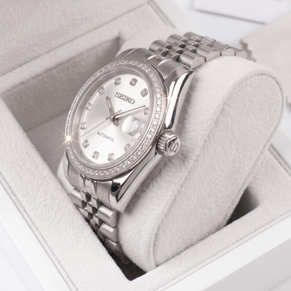 Seiko Mod Datejust Lady blanche
