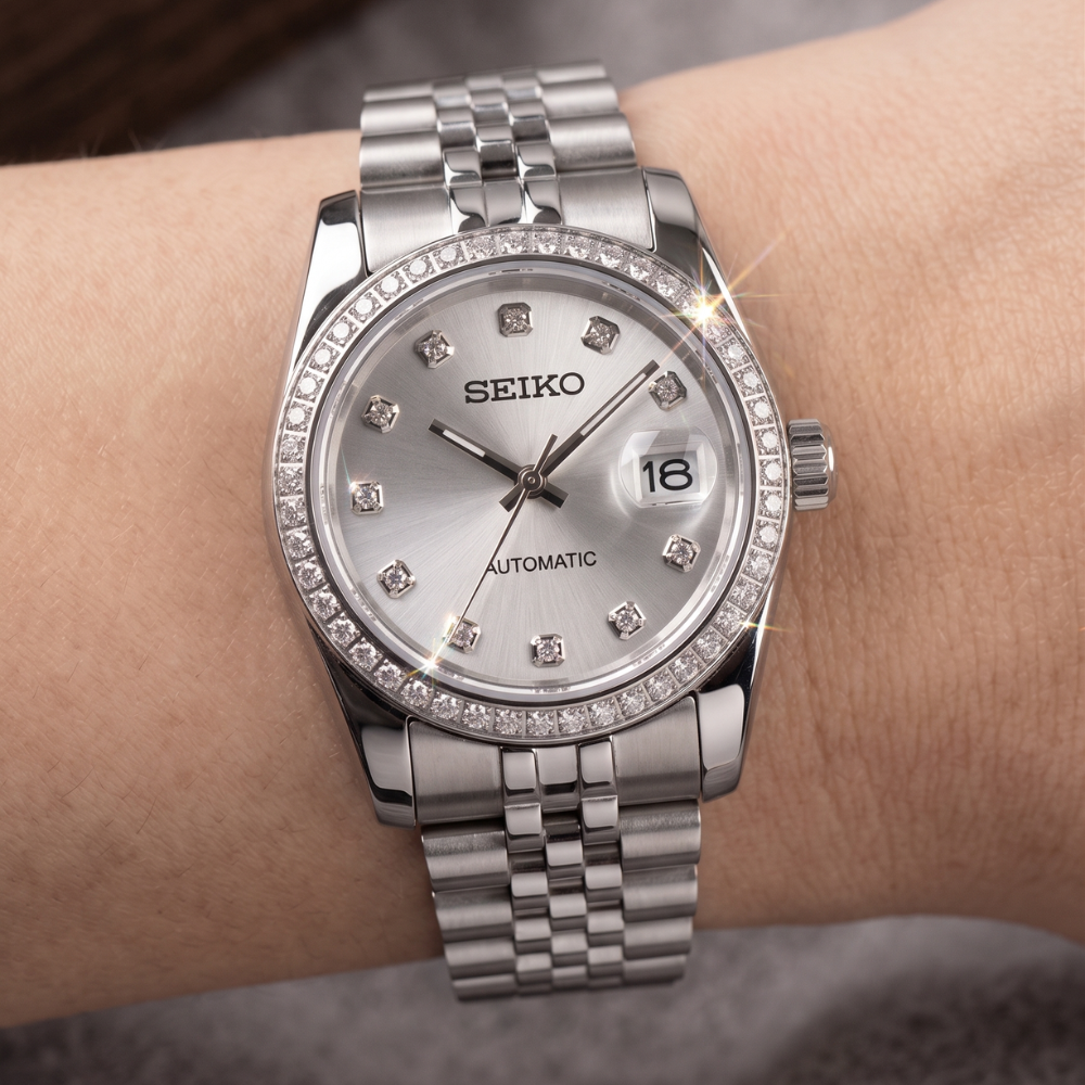 Seiko Mod Datejust Lady blanche