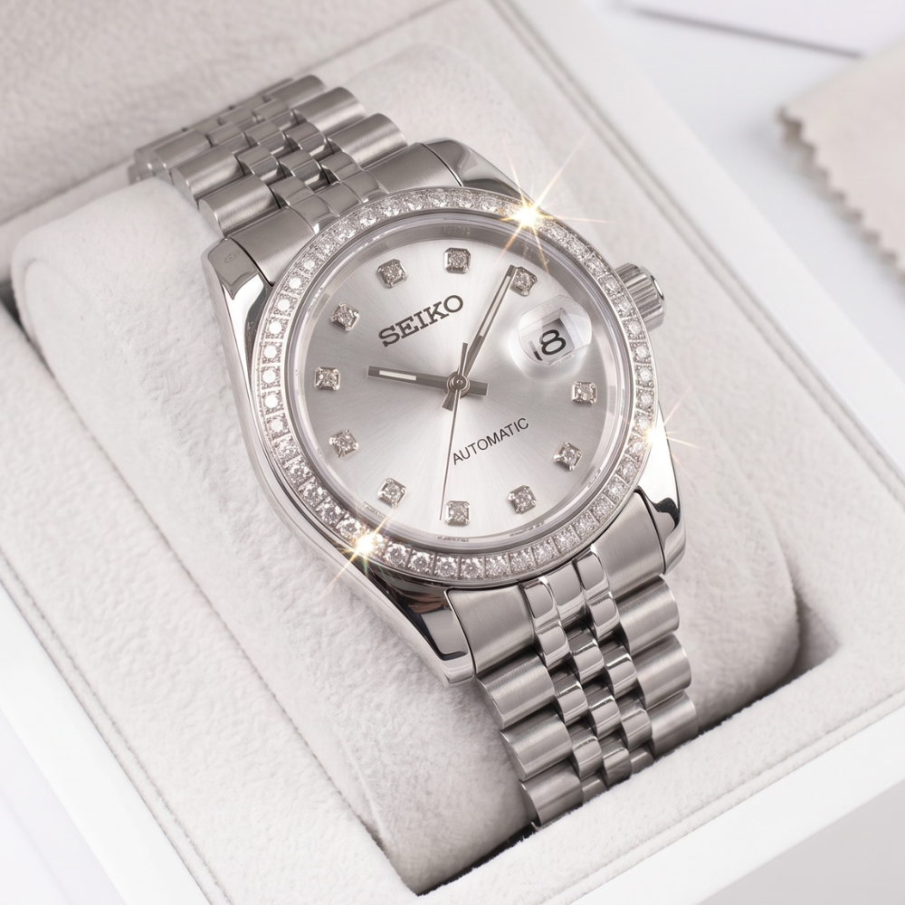 Seiko Mod Datejust Lady blanche