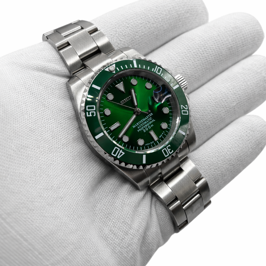 montre a mouvement cadran vert montre étanche seiko mod 