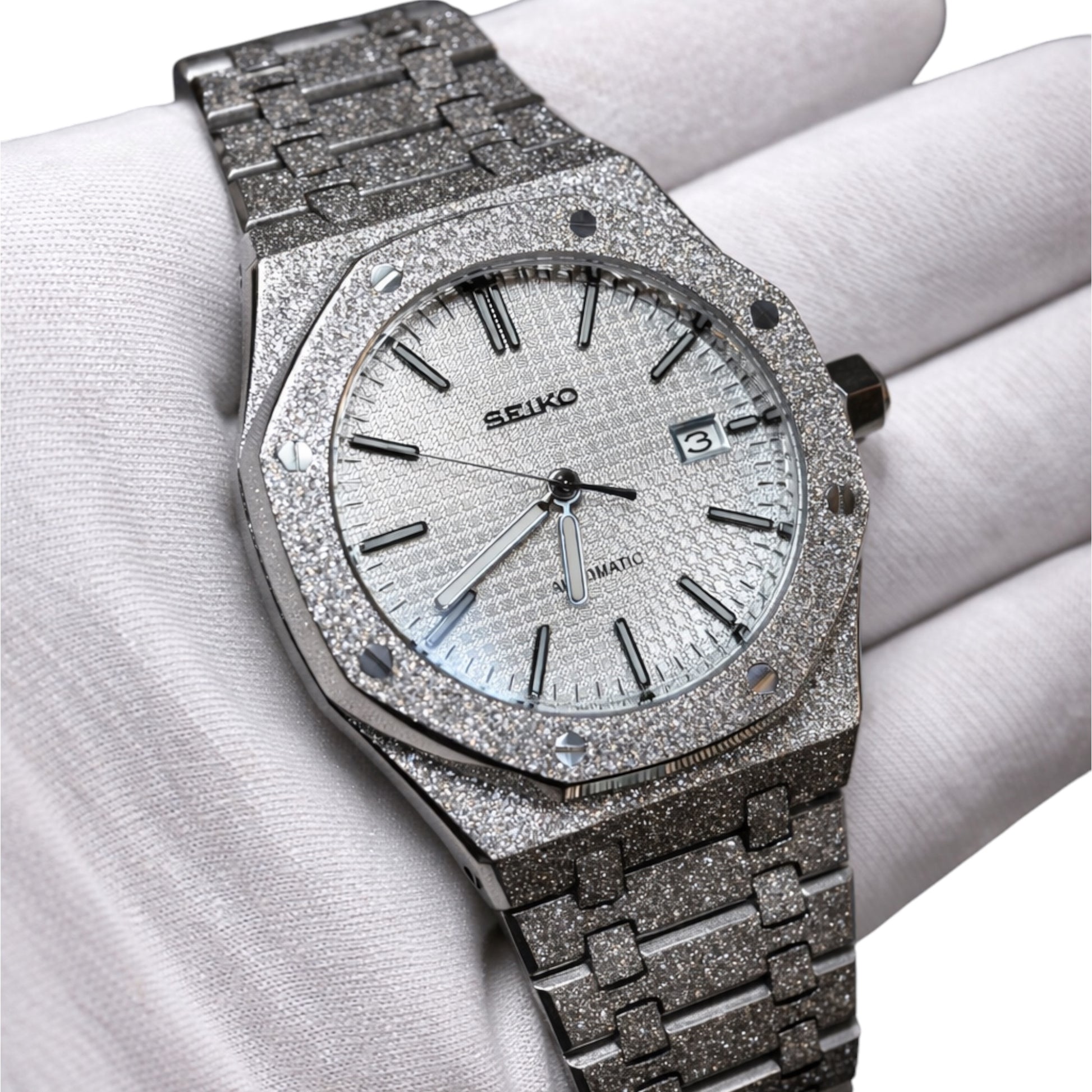 seiko mod royal oak fosted, montre royal oak à mouvement 