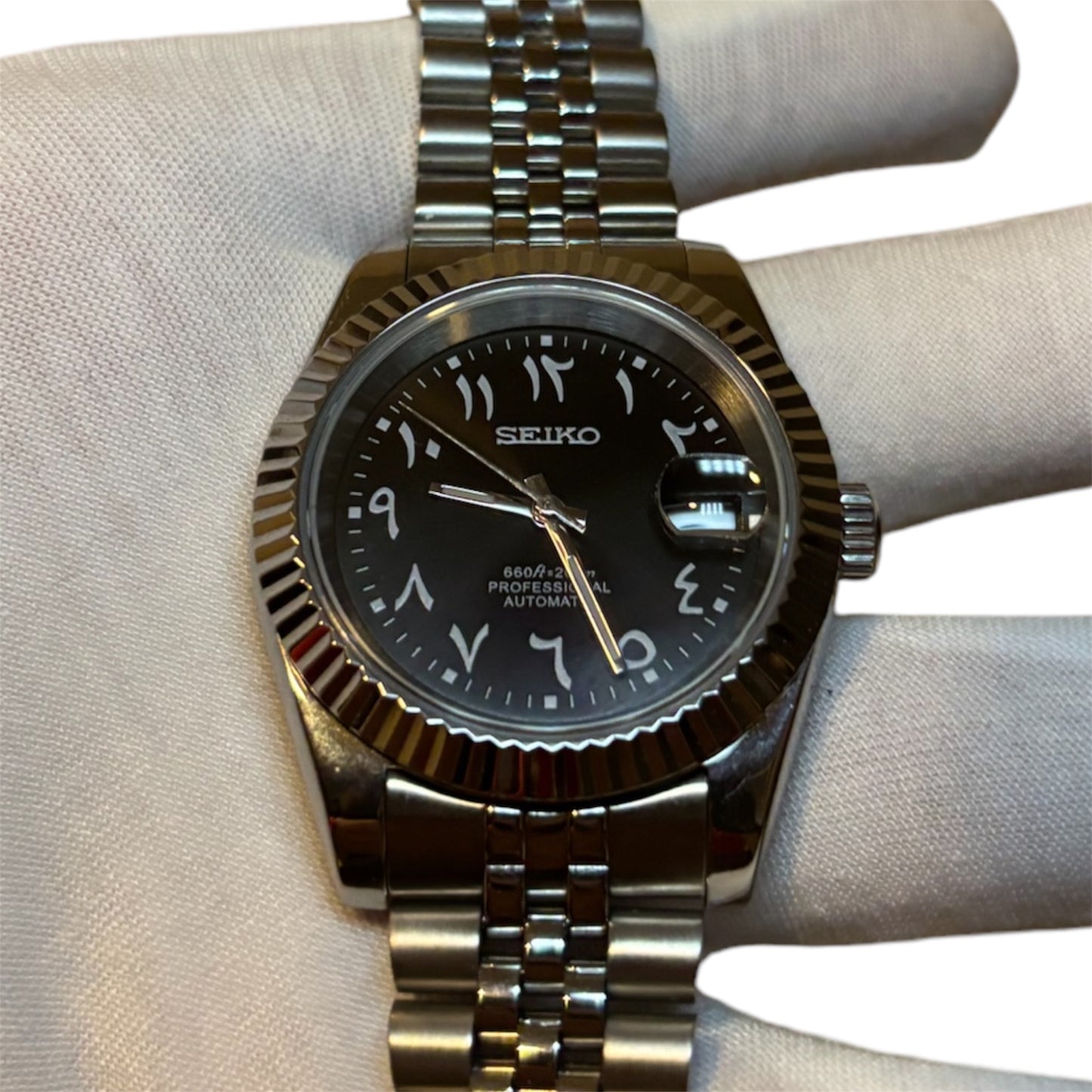 Seiko Mod cadran noir arabic jubilee